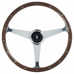 Nardi "Anni 50" Steering Wheel, Wood, Chrome Spokes, 45 mm Dish, Ø38 cm