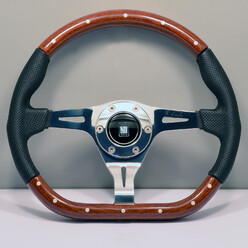 Nardi Kallista "Pagani Zonda" Steering Wheel, Wood & Perforated Leather, Chrome Spokes