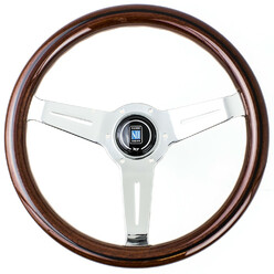 Nardi Classic ND33 Steering Wheel, Wood, Chrome Spokes, 40 mm Dish