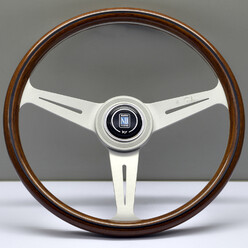 Nardi Classic ND36 Steering Wheel, Wood, Satin Spokes, 40 mm Dish (Large Hub)