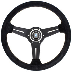 Nardi Classic ND36 Steering Wheel, Suede, Black Spokes, Black Stitching, 40 mm Dish