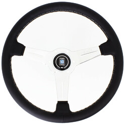 Nardi Classic ND36 Steering Wheel, Black Leather, Chrome Spokes, Grey Stitching, 40 mm Dish