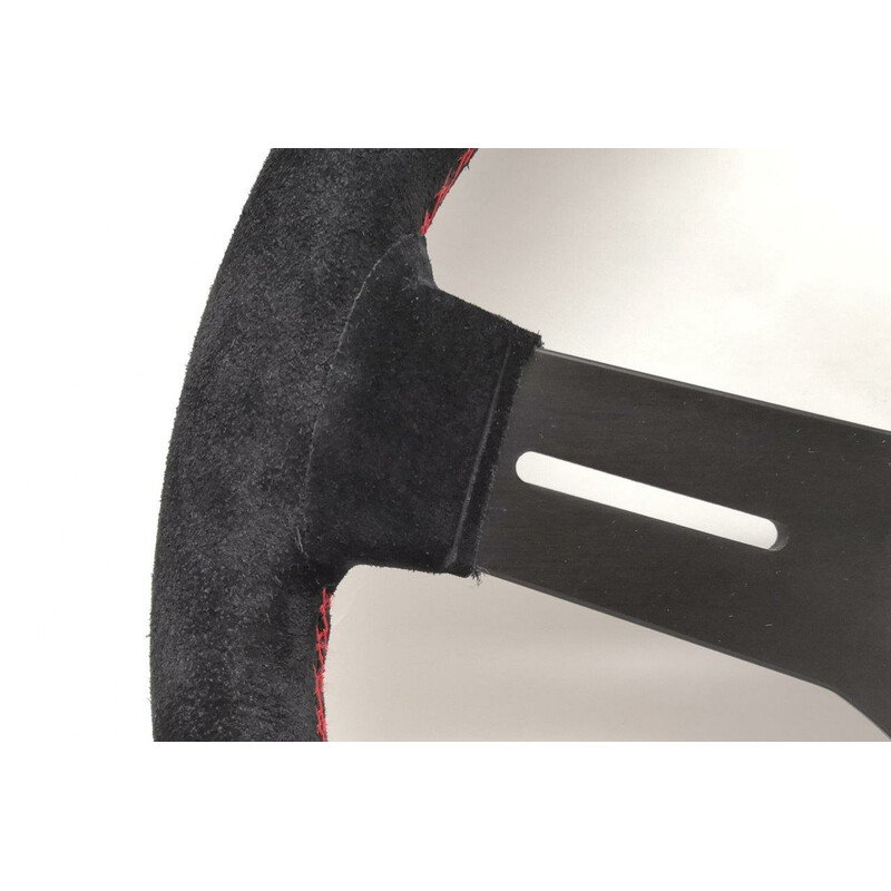 Nardi Competition Steering Wheel, Suede, Black Spokes, Red Stitching, 40 mm Dish, Ø33 cm