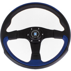 Nardi Leader Steering Wheel, Blue Leather, Black Spokes, Ø35 cm