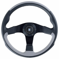 Nardi Leader Steering Wheel, Grey Leather, Black Spokes, Ø35 cm
