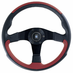 Nardi Leader Steering Wheel, Red Leather, Black Spokes, Ø35 cm