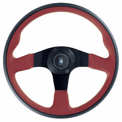 Nardi Twin Line Steering Wheel, Red Leather, Black Spokes, Ø35 cm