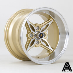 Autostar Kanji 14x9" 4x100 ET-13, Gold, Polished Lip