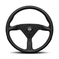 Momo Montecarlo Steering Wheel (40 mm Dish), Black Leather, Yellow Stitching - 35 cm