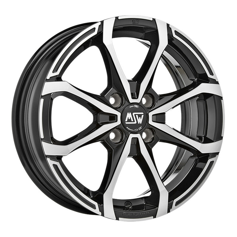 MSW X4 14x5.5" 4x100 ET35, Gloss Black, Machined Spokes