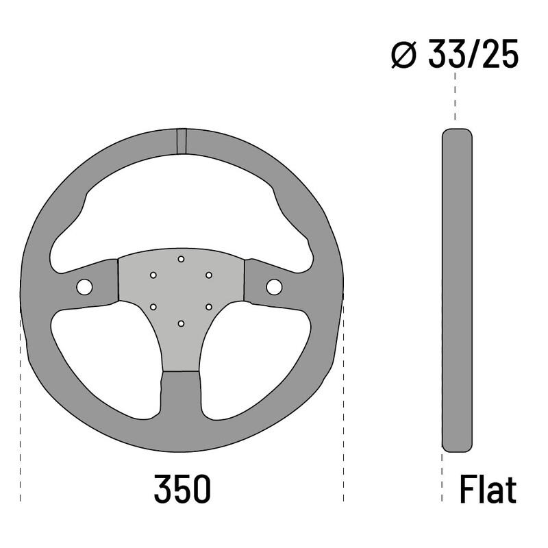 Sparco R350B Flat Steering Wheel, Suede, 2 Buttons