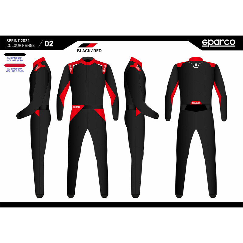 Sparco Sprint Racing Suit, Black & Red (FIA 8856-2018)
