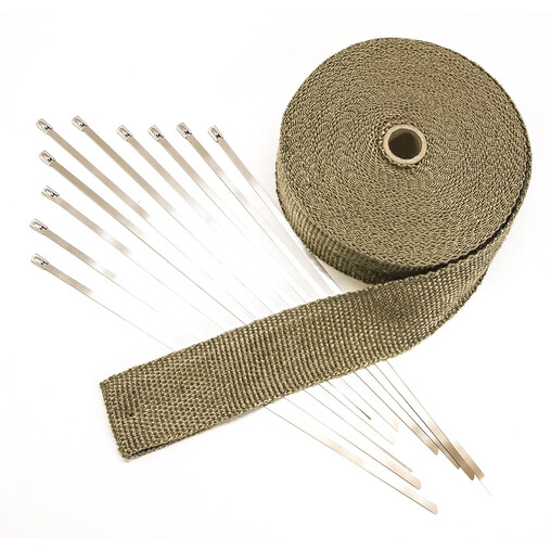 Exhaust Heat Wrap (15m x 50mm) + Stainless Steel Ties