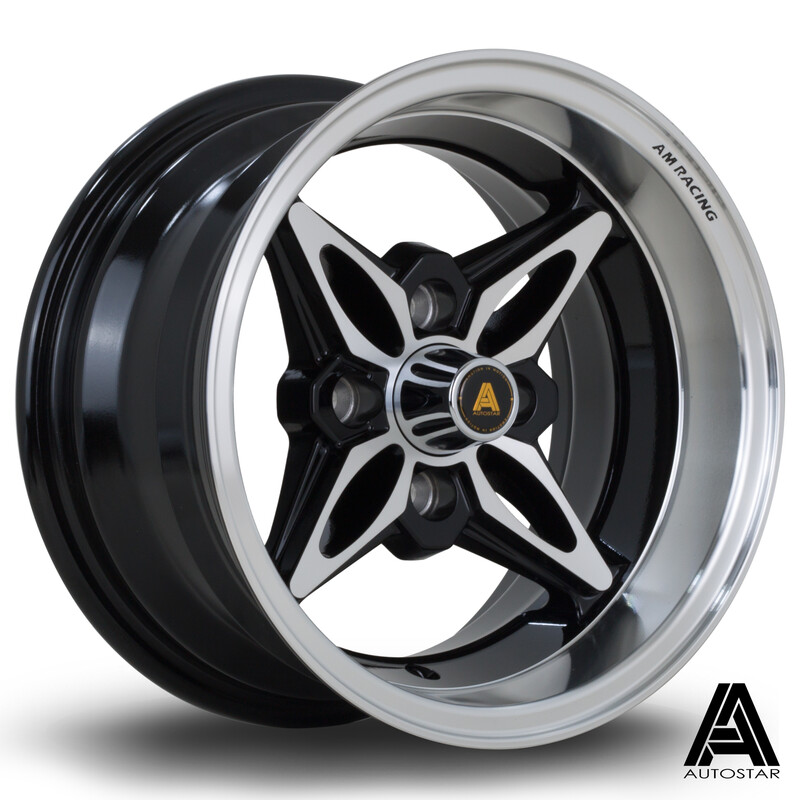 Autostar Kanji 13x7" 4x114.3 ET-7, Gloss Black, Polished Lip