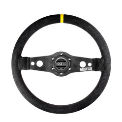 Sparco R215 Flat Steering Wheel, Black Suede, Black Spokes