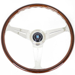 Nardi Classic ND39 Steering Wheel, Wood, Black Inlay, Chrome Spokes, 25 mm Dish