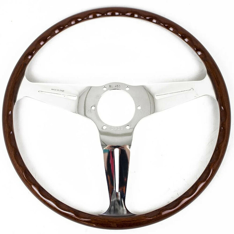 Nardi Classic ND39 Steering Wheel, Wood, Black Inlay, Chrome Spokes, 25 mm Dish