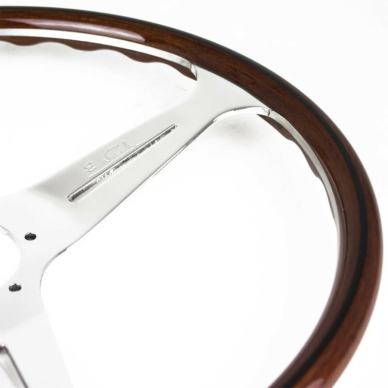 Nardi Classic ND39 Steering Wheel, Wood, Black Inlay, Chrome Spokes, 25 mm Dish
