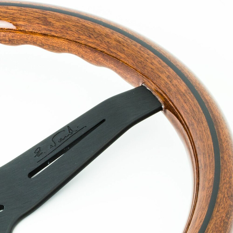 Nardi Classic ND34 Steering Wheel, Wood, Black Inlay, Black Spokes, 25 mm Dish