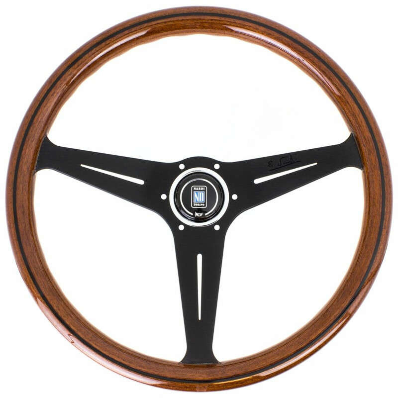 Nardi Classic ND39 Steering Wheel, Wood, Black Inlay, Black Spokes, 30 mm Dish