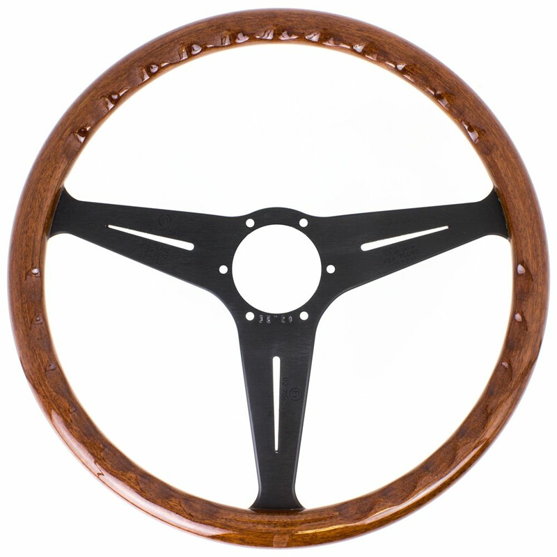 Nardi Classic ND39 Steering Wheel, Wood, Black Inlay, Black Spokes, 30 mm Dish