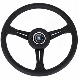 Nardi Classic ND36 Steering Wheel, Black Leather, Black Spokes, Black Stitching, 25 mm Dish