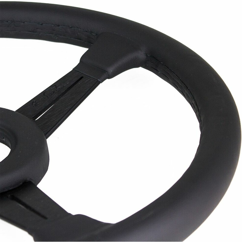 Nardi Classic ND36 Steering Wheel, Black Leather, Black Spokes, Black Stitching, 25 mm Dish