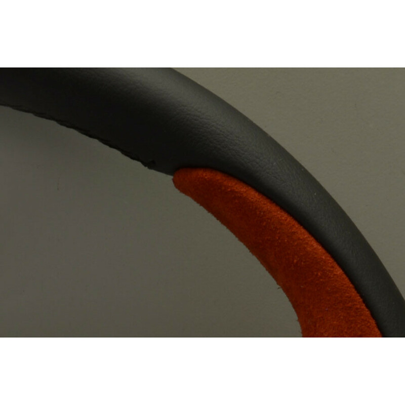 Personal Pole Position Steering Wheel - 350 mm - Black Leather & Red Suede, Black Spokes, Red Logo