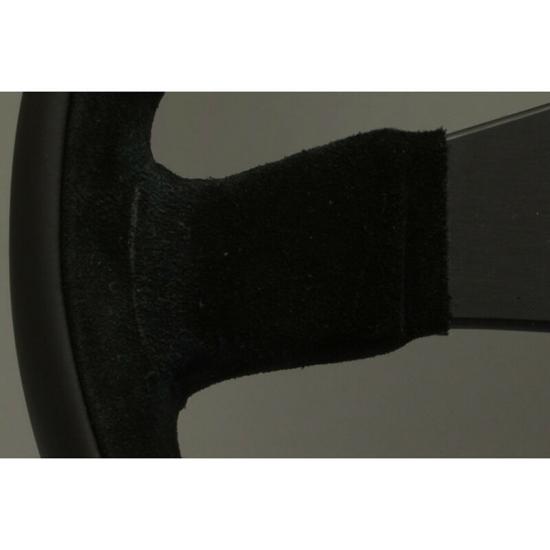Personal Pole Position Steering Wheel - 350 mm - Black Leather & Black Suede, Black Spokes, Silver Logo