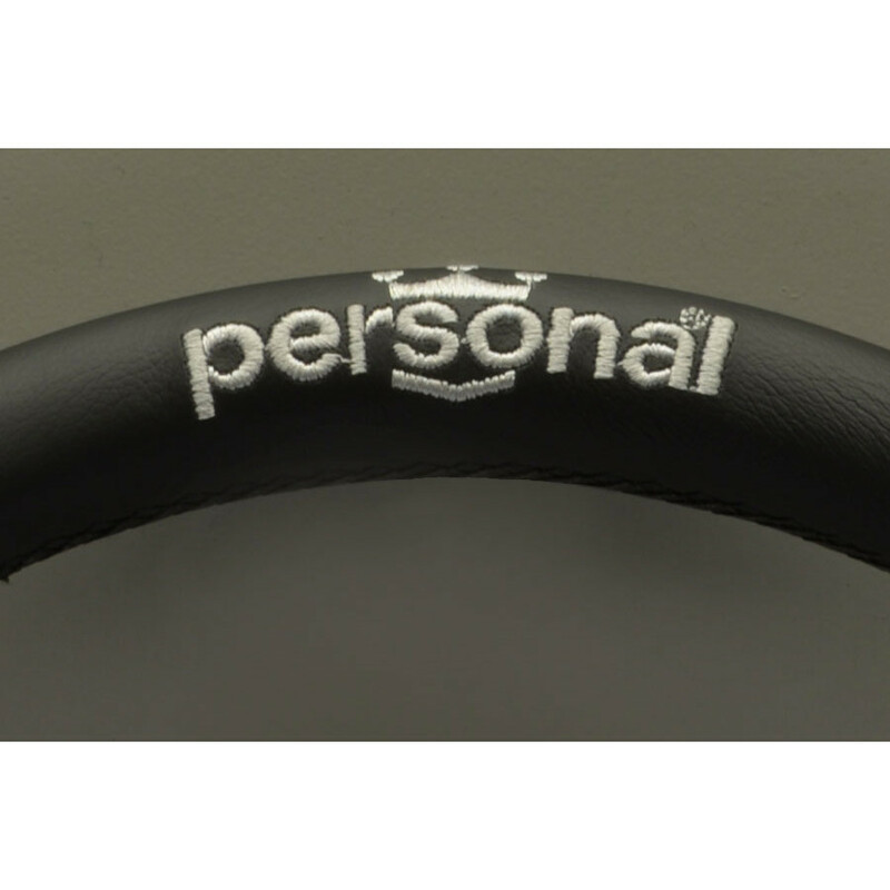 Personal Pole Position Steering Wheel - 330 mm - Black Leather & Black Suede, Black Spokes, Silver Logo