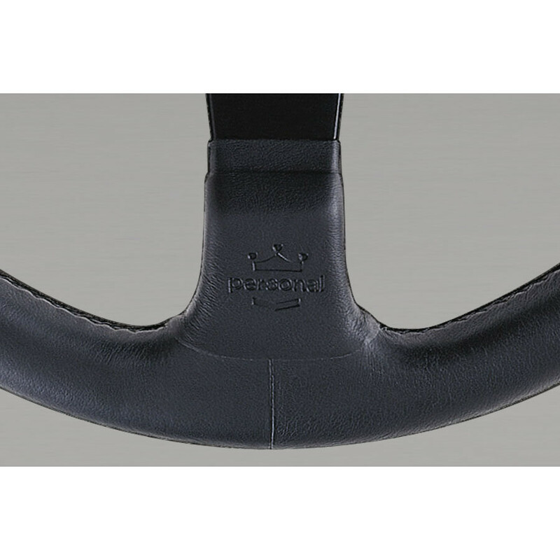 Personal Fitti E3 Steering Wheel - 350 mm - Black Leather, Black Spokes, Black Stitching