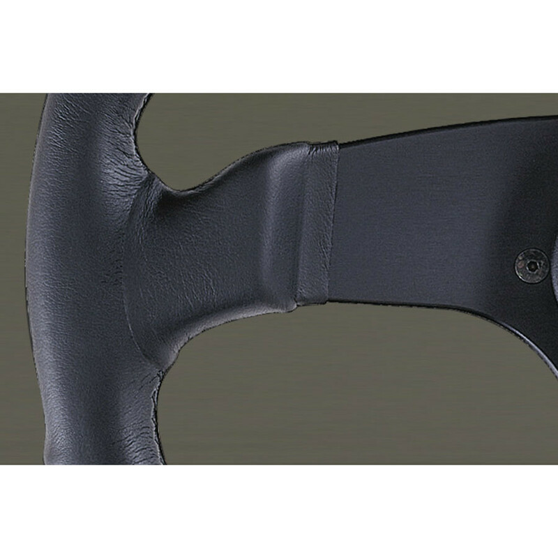 Personal Fitti E3 Steering Wheel - 350 mm - Black Leather, Black Spokes, Black Stitching
