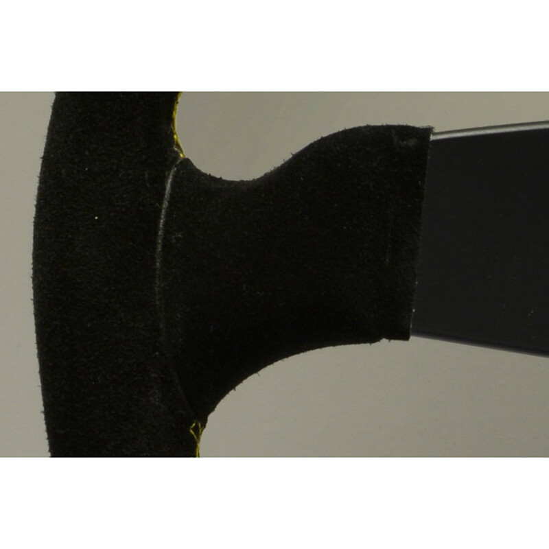Personal Fitti Corsa Steering Wheel - 350 mm - Black Suede, Black Spokes, Yellow Stitching
