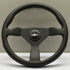 Personal Grinta Steering Wheel - 330 mm - Black Leather, Black Spokes, Black Stitching