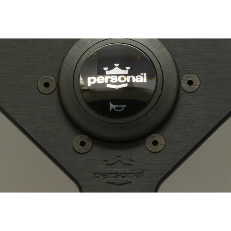 Personal Grinta Steering Wheel - 330 mm - Black Leather, Black Spokes, Black Stitching