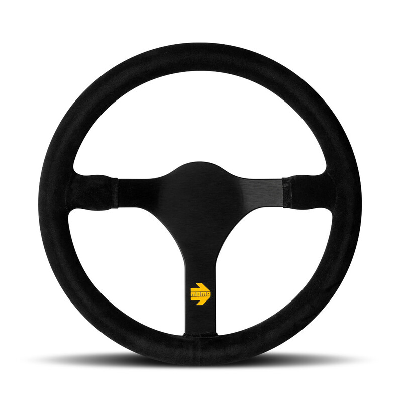 Momo Mod. 31 Steering Wheel, Black Suede, Black Spokes - 34 cm