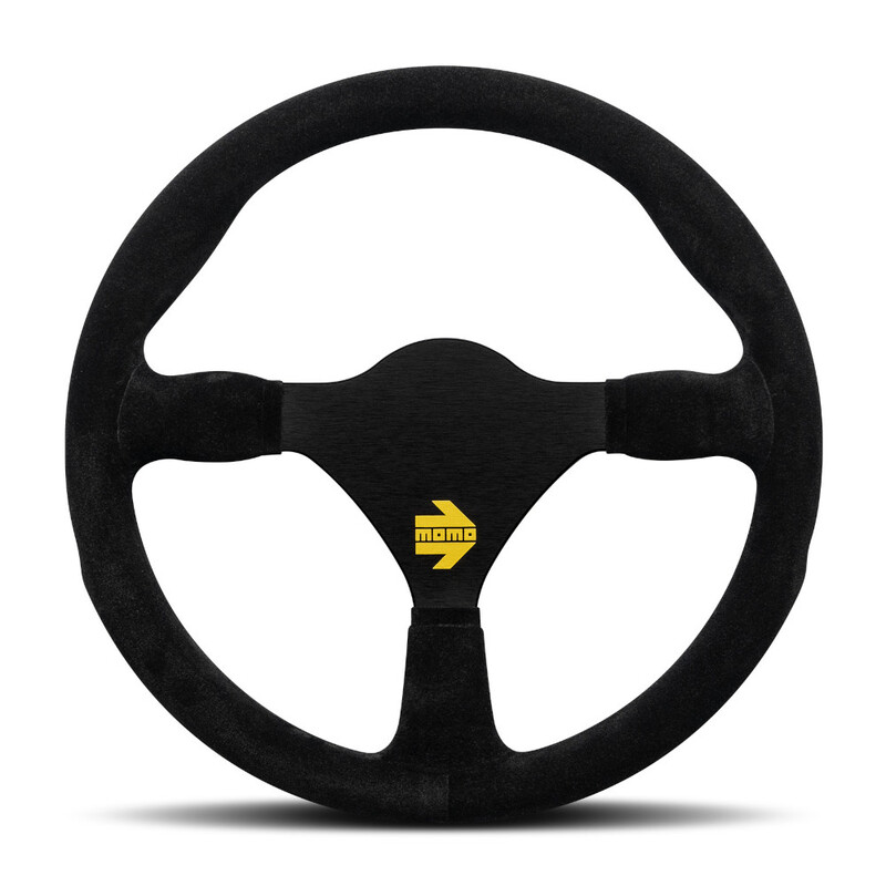 Momo Mod. 26 Steering Wheel, Black Suede, Black Spokes - 29 cm