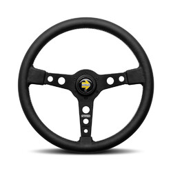 Momo Prototipo Steering Wheel (37 mm Dish), Black Leather, Black Spokes - 37 cm