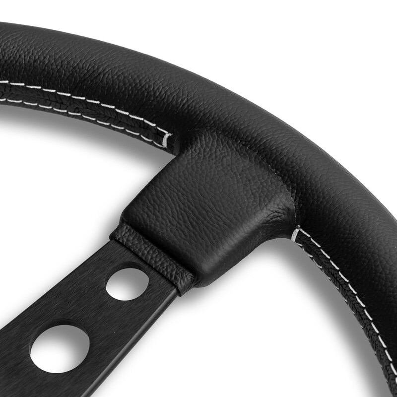 Momo Prototipo Steering Wheel (37 mm Dish), Black Leather, Black Spokes - 37 cm