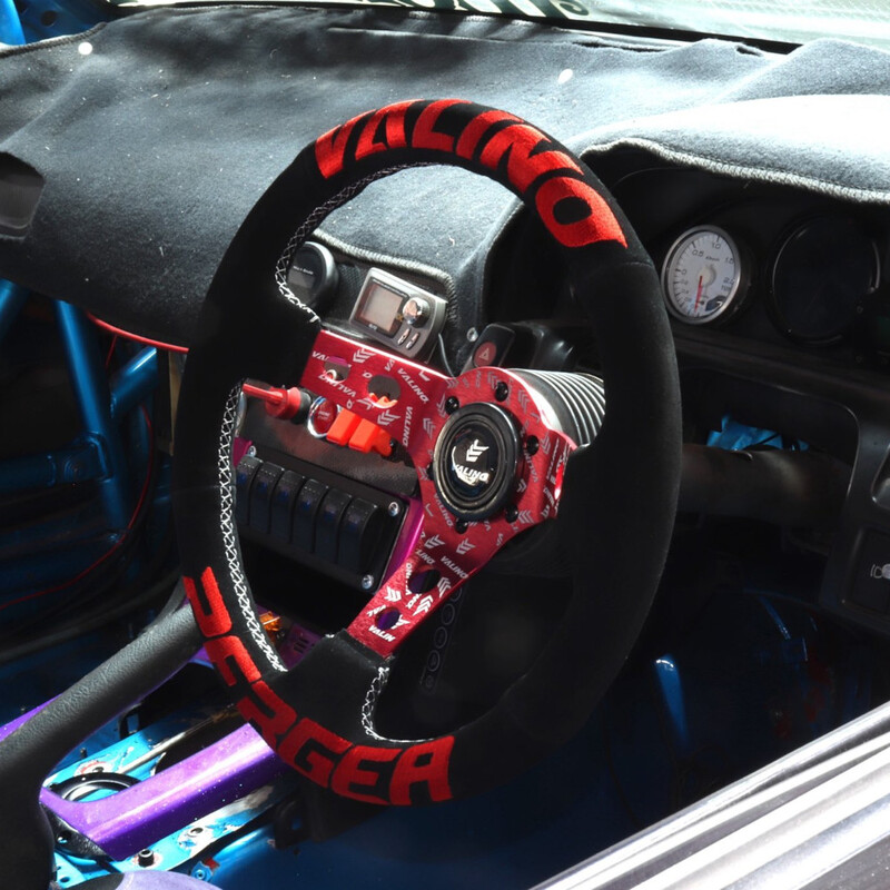Valino Steering Wheel, Black Suede, Red Spokes, 73 mm Dish