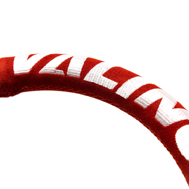 Valino Steering Wheel, Red Suede, Black Spokes, 73 mm Dish