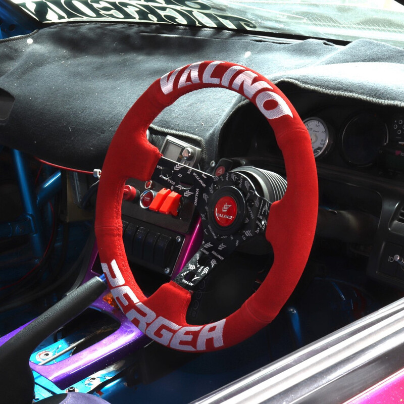 Valino Steering Wheel, Red Suede, Black Spokes, 73 mm Dish