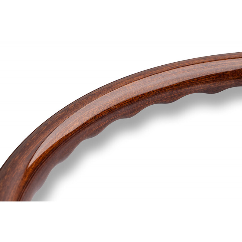 Momo Indy Heritage Steering Wheel (37 mm Dish), Wood, Black Spokes - 35 cm