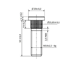 M14x1.5 Wheel Stud - 15.85 mm Spline (Short, 50 mm)