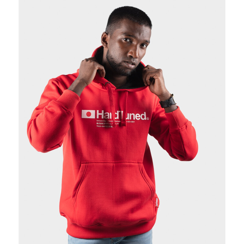 Red essentials hoodie discount
