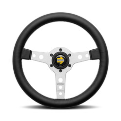 Momo Prototipo 320 Steering Wheel, Black Leather, Aluminium Spokes - 32 cm