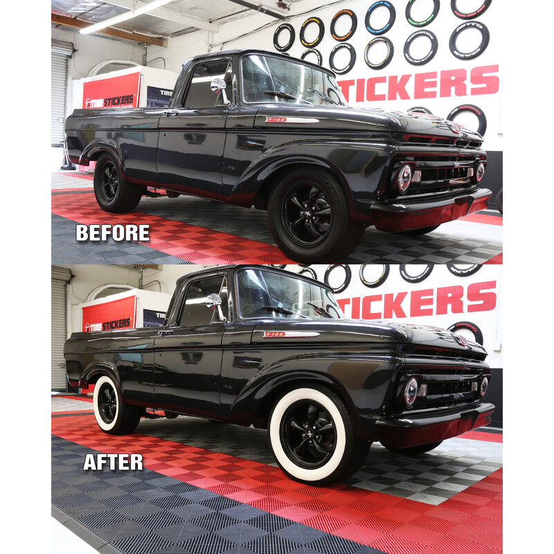 White Sidewalls Tire Stickers, Permanent - Raised Rubber (14" to 20")