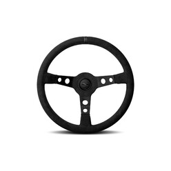 Momo Mod. 07 Black Edition Steering Wheel (72 mm Dish), Black Microfiber, Black Spokes - 35 cm