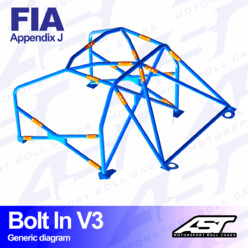 AST Rollcages V3 Bolt-In 6-Point Roll Cage for Ford Sierra MK1, 2 & 3 - 4-Door Sedan (RWD & AWD) - FIA