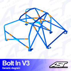 AST Rollcages V3 Bolt-In 6-Point Roll Cage for Ford Sierra MK1, 2 & 3 - 5-Door Sedan (RWD) - FIA